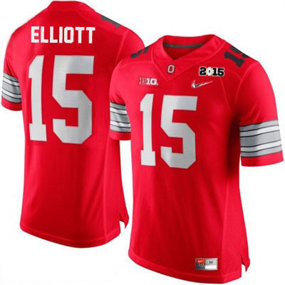 Ohio State Buckeyes Men's Ezekiel Elliott #15 Red Authentic Nike Diamond Quest 2015 Patch College NCAA Stitched Football Jersey LQ19V85NJ